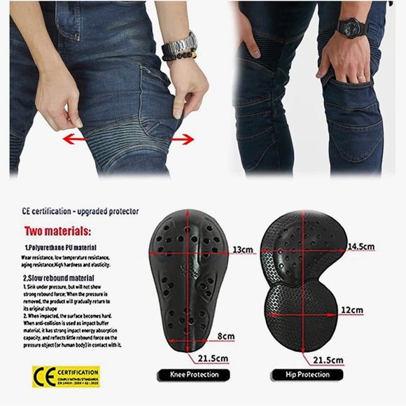 Motorcycle Riding Jeans Biker Motorbike Pants with CE Removable Armored for Men - Picture 5 of 8